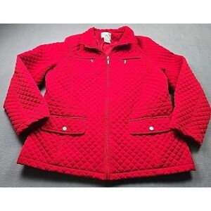 White Stag Quilted Jacket Women's 1X  (16W) Classic Red Full Zip